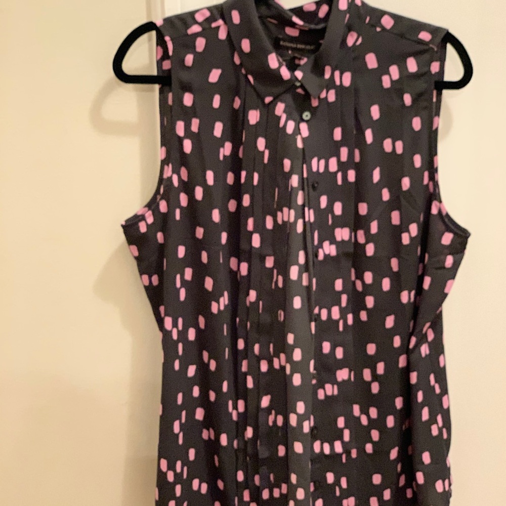 Pink and blue flowy sleeveless button down.